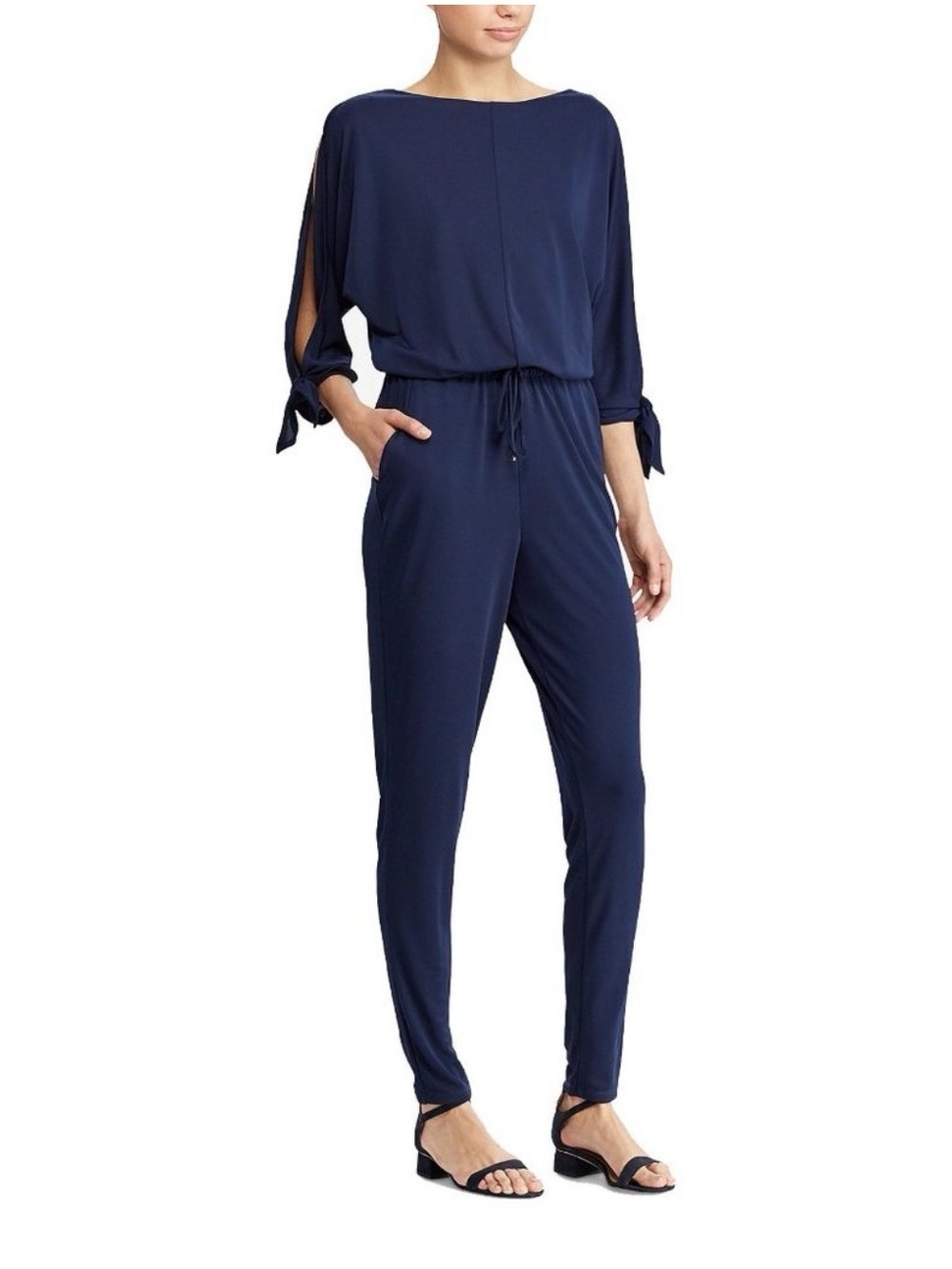 Lauren Ralph Lauren jersey slit sleeve jumpsuit M